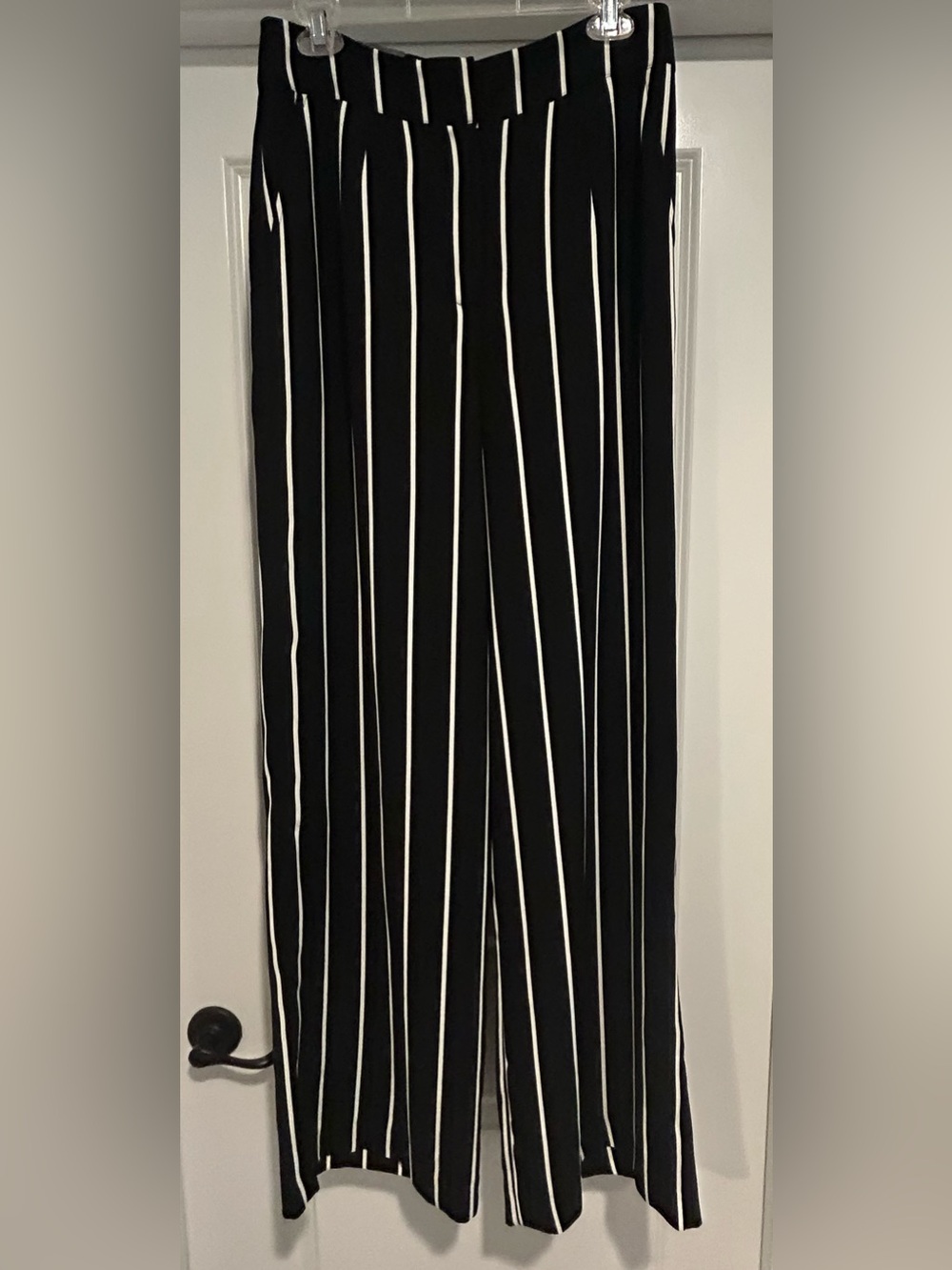 NWT Madison Black White Stripe Wide Leg Pants Size 8 Resort Office Casual